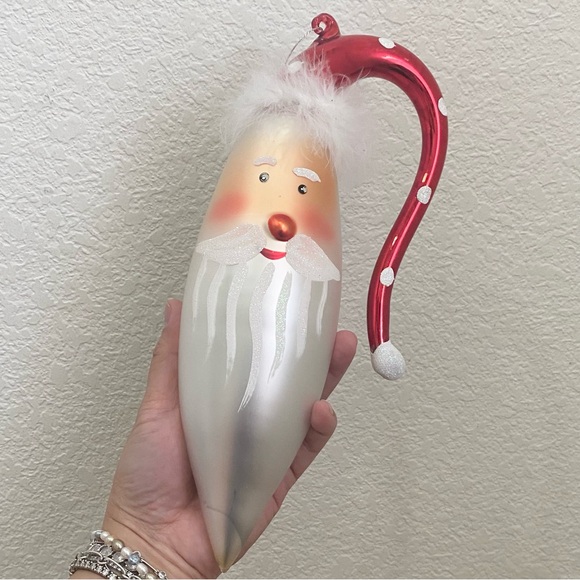 Vintage 11” Large Handblown Fur Hat Santa Christmas Holiday Ornament - Picture 3 of 16